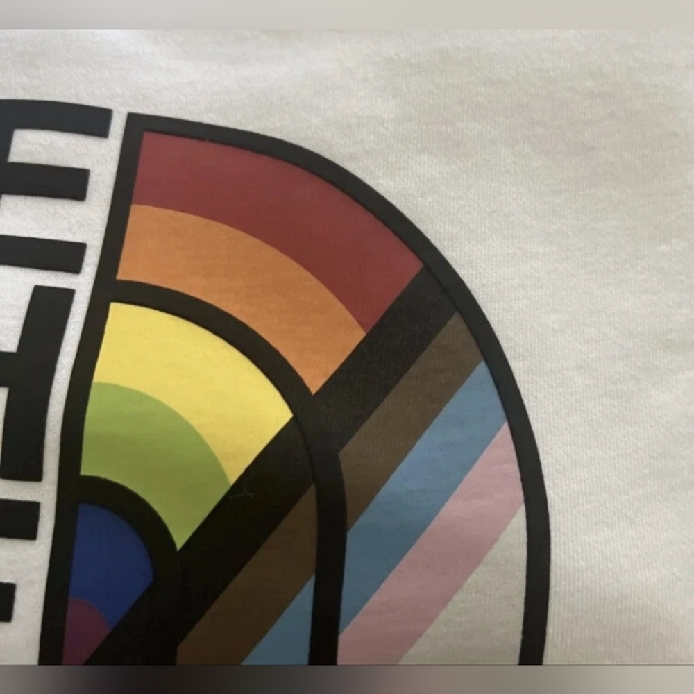 The North Face UNISEX Hoodie Sweatshirt WHITE Rainbow Pride ALLY Size: XXL (NWT) - Picture 5 of 7